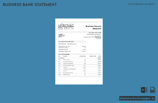 Geschäftsbericht der libyschen Zentralbank (Word- und PDF-Format) – 1 Beispielvorschau
